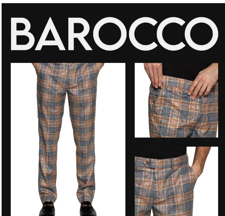 Sale Event Barocco PP103 Plaid Slim Fit Pants Camel