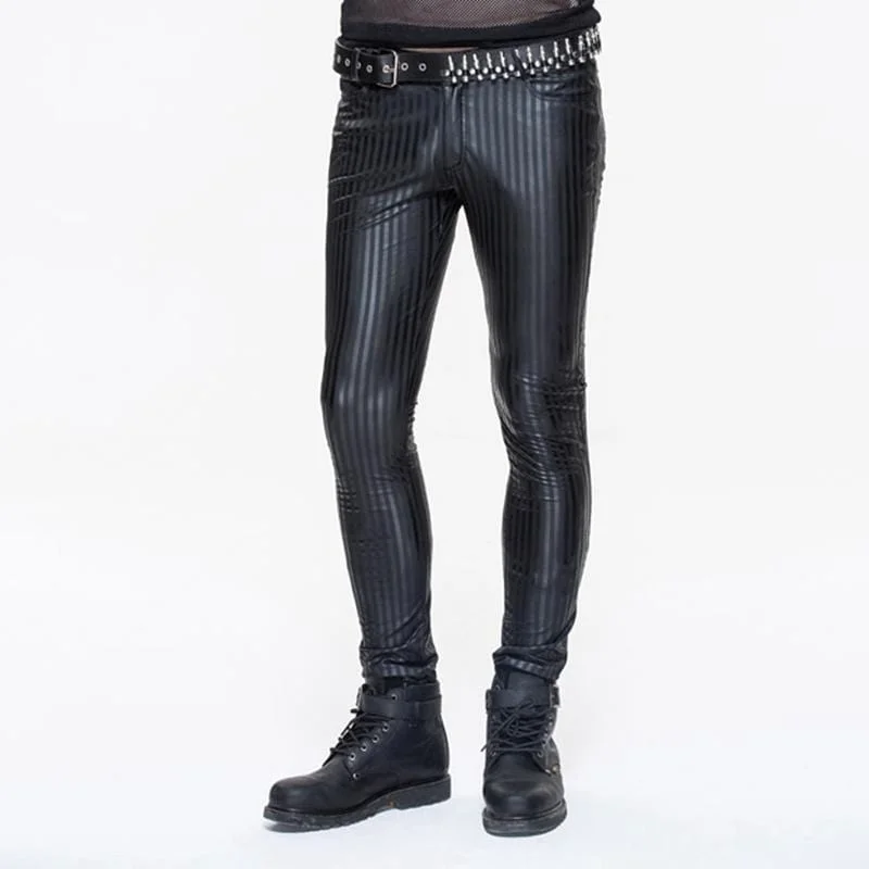Stock Clearance Men's Skinny Punk Striped Trousers