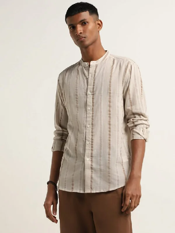 Grand Opening Sale ETA Taupe Striped Resort Fit Shirt