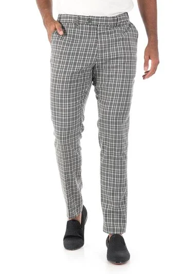 Can't Resist CP63 I BARABAS PLAID PANTS SLIM FIT I GREY-WHITE