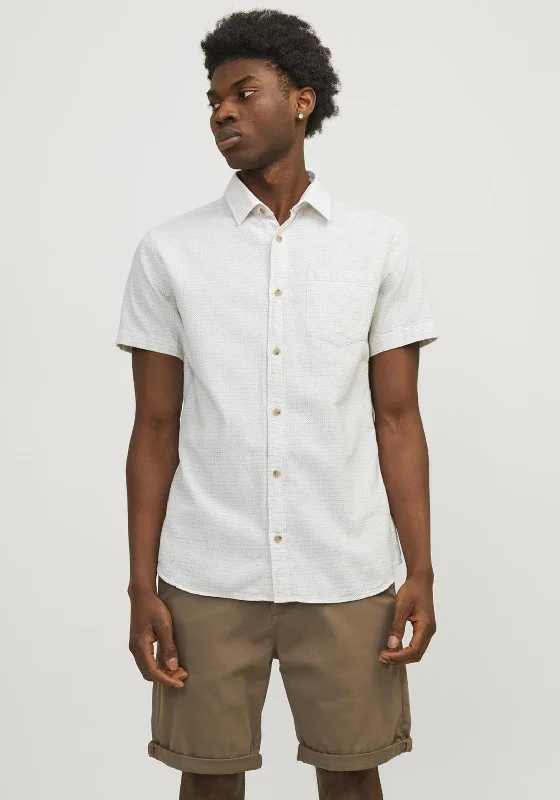 Jack & Jones Abel Short Sleeve Shirt, Cloud Dancer