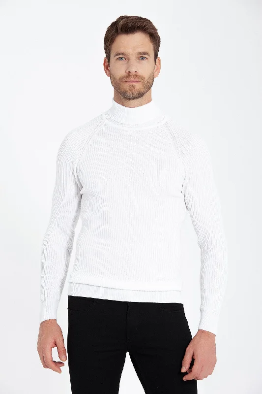Daily Specials Slim Fit Ecru Turtleneck Sweater