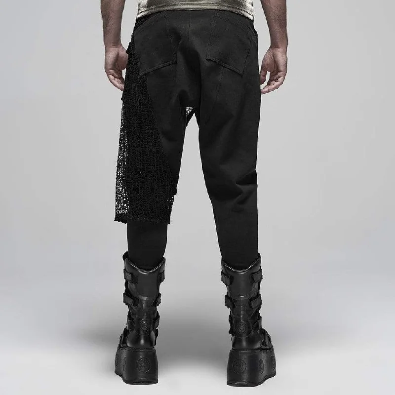 Weekend Savings Bonanza Men's Punk Metal Button Net Cloth Breeches