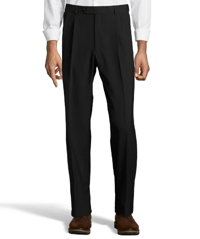 Palm Beach Wool/Poly Black Pleated Expander Pant Big And Tall