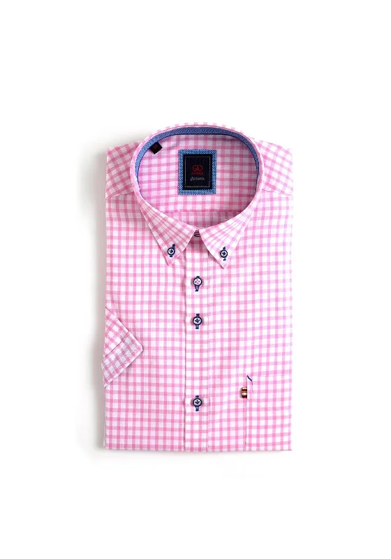 Act Now Andre Lombard Gingham Short Sleeve Shirt, Pink
