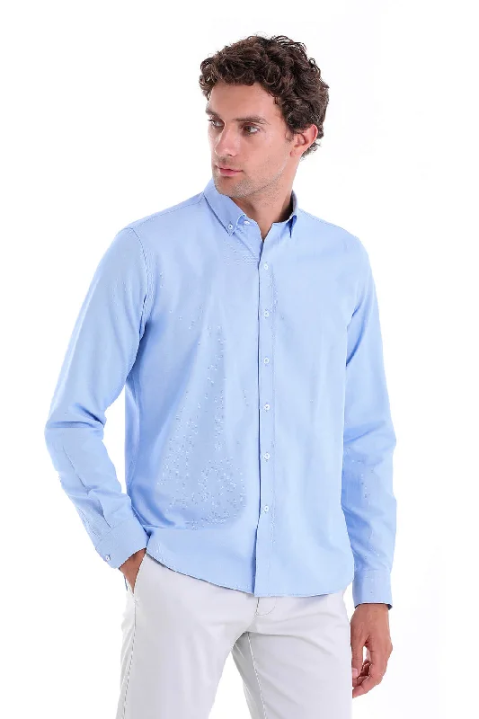 Bargain Prices Comfort Fit Button-Down Collar Light Blue Casual Shirt