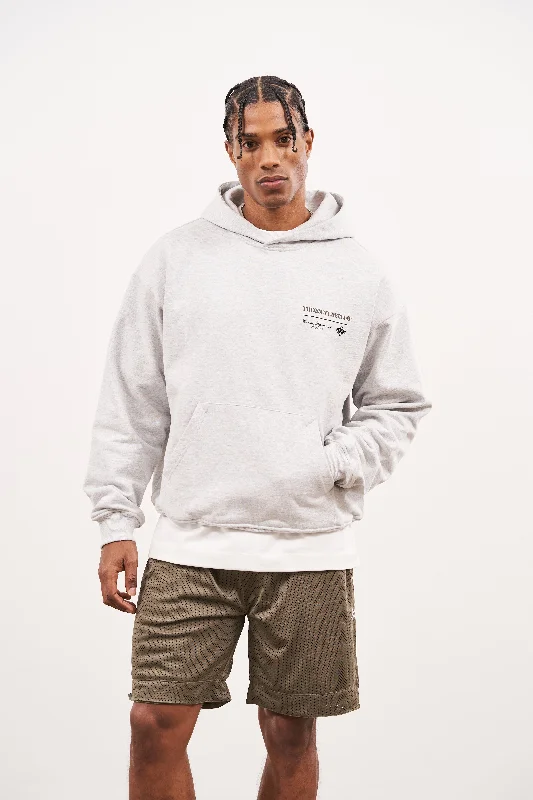 Steals and Deals SCRIPT MULTI GRAPHIC HOODIE - GREY MARL