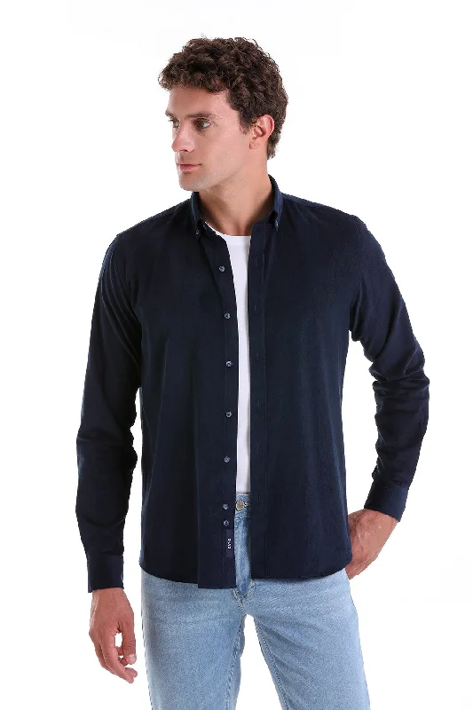 Final Clearance Comfort Fit 100% Cotton Navy Casual Shirt