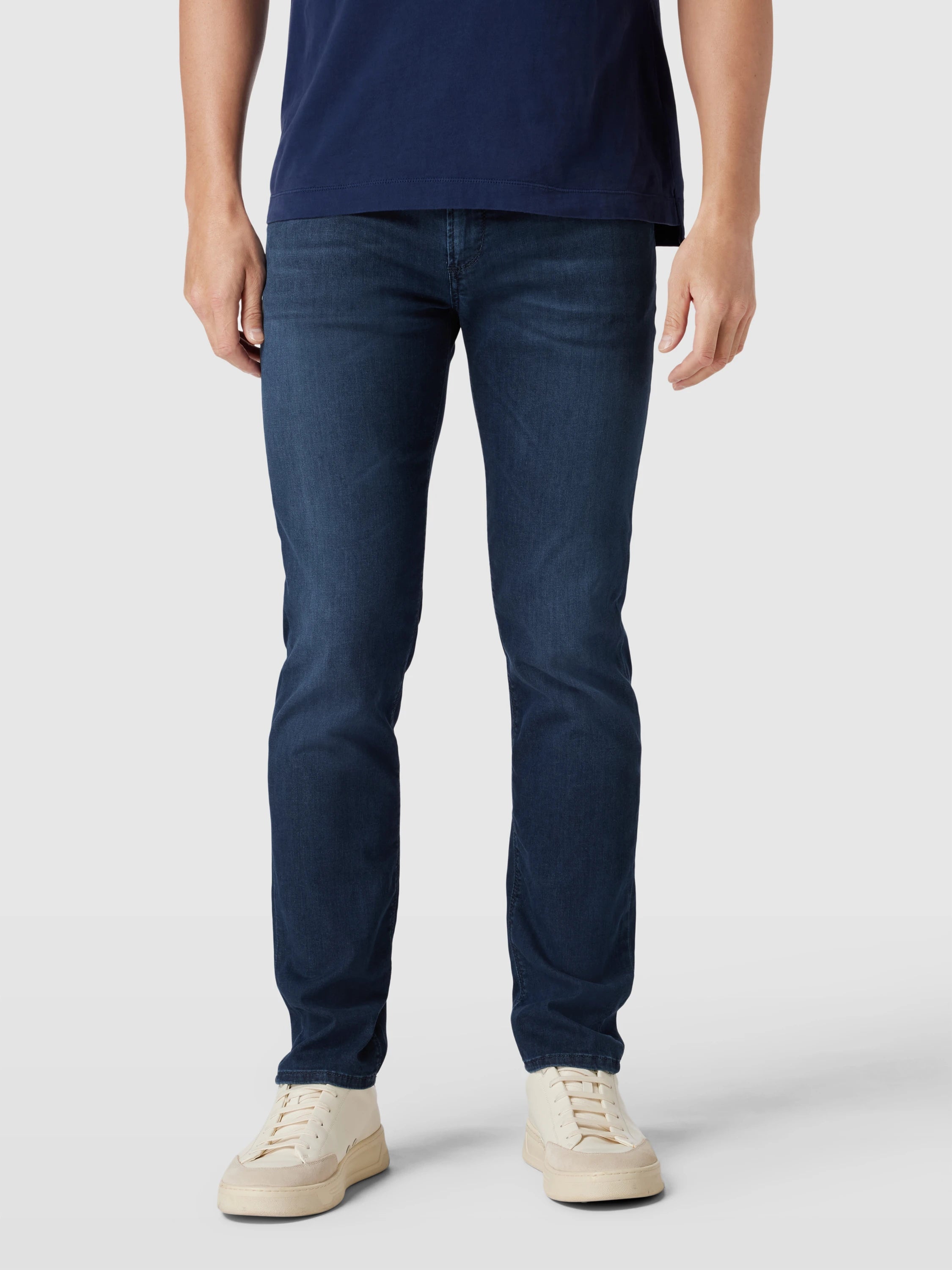 Mid Blue Denim Tencel-Cotton Regular Fit (Pipe) Jeans - Alberto