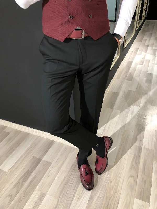 Extra Discount Knot Black Soft Fabrics Slim Fit Pants