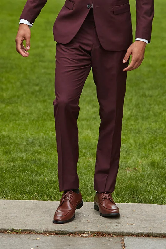 Weekend Deal "Monte" Burgundy Plain Front Pants