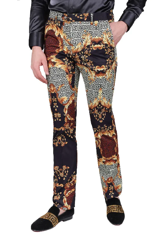 Warehouse Sale Barabas Pleasure Seeking CP169 Floral  Slim Fit Pants Saddle