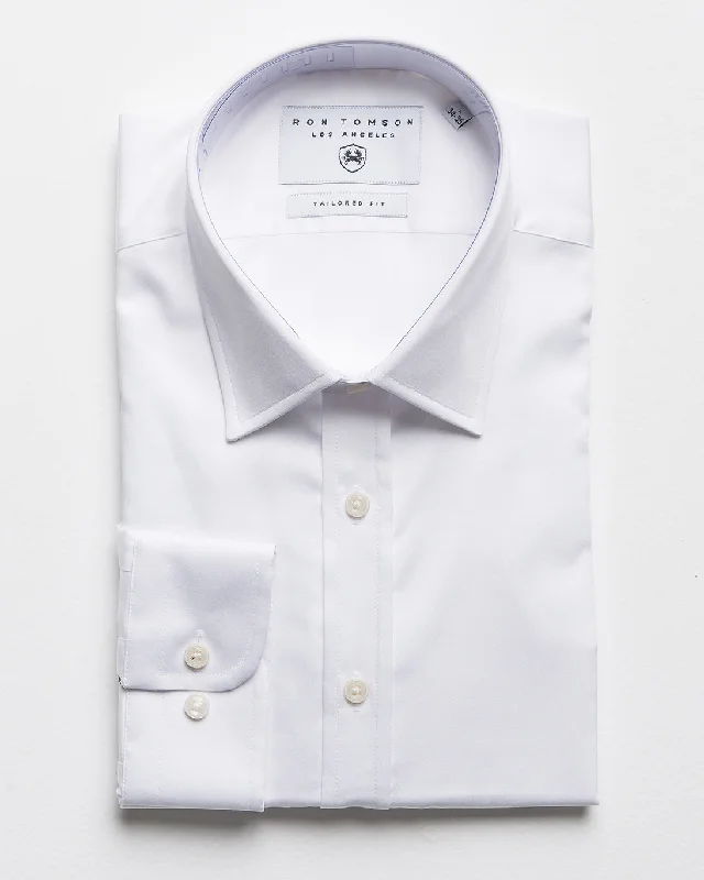 Instant Discount Textured Italian Collar Dress Shirt - White