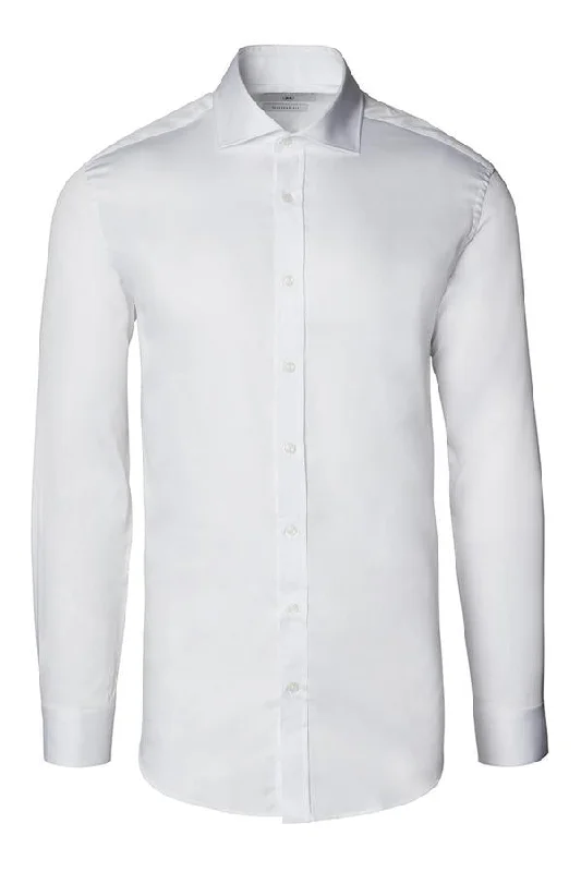 Weekend Discounts to Delight Spread Collar Dress Shirt- White
