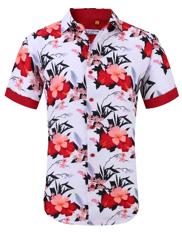 Suslo Floral Printed Short Sleeve Shirt (SC520-21-White)