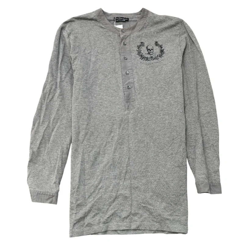 Weekend Extravaganza: Shop Now Men's Skull Logo Long Sleeve T-Shirt Grey Size L
