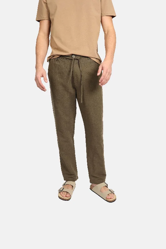 Unmissable Offer Olive Linen Relaxed Waist Pant