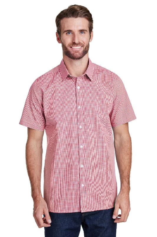 Buy Today Artisan Collection Mens Microcheck Gingham Short Sleeve Button Down Shirt - Red/White