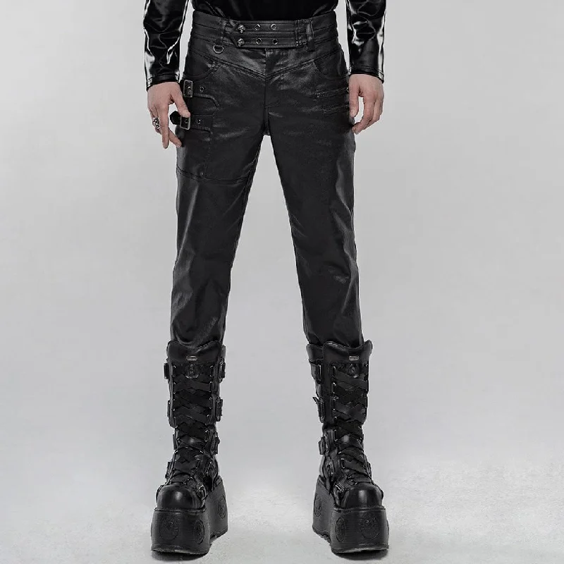 Today’s Deal Men's Punk Faux Leather Pants