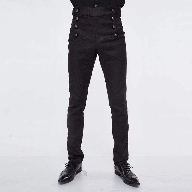 Super Sale Men's Goth High-waisted Double-breasted Jacquard Pants