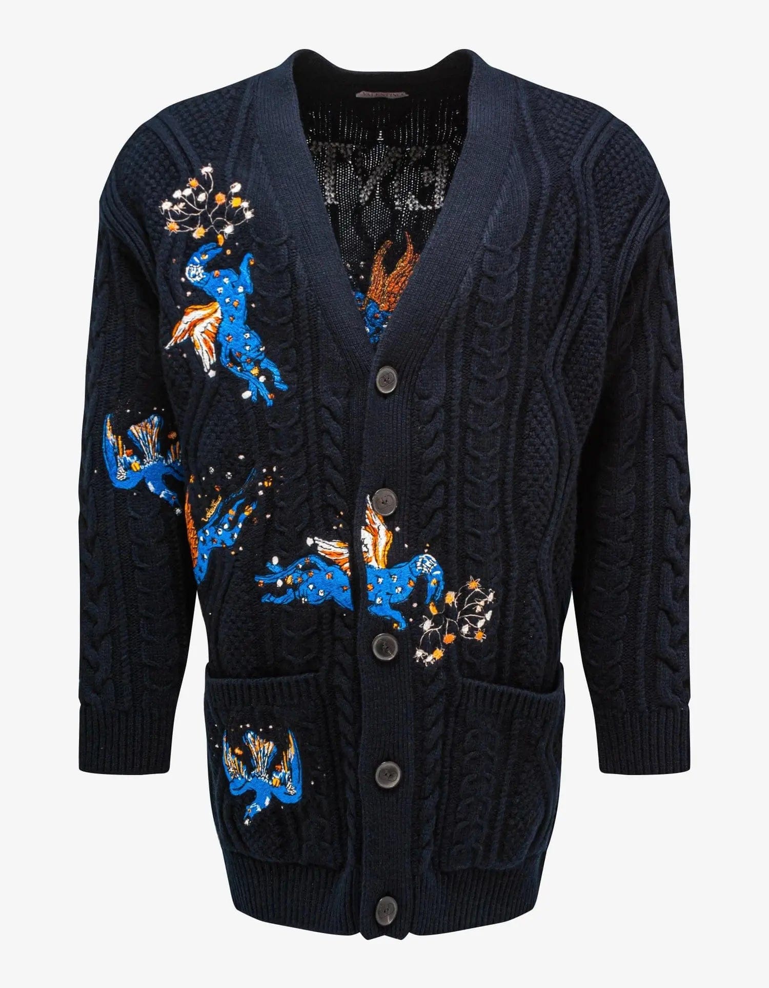 Low Prices Valentino Garavani Navy Blue Utopia World Wool Cardigan