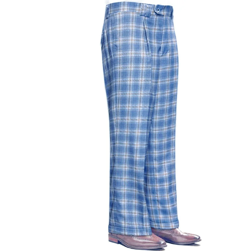 Weekend Savings Extravaganza Titania Collection: Blue Plaid Wide-Leg Pants