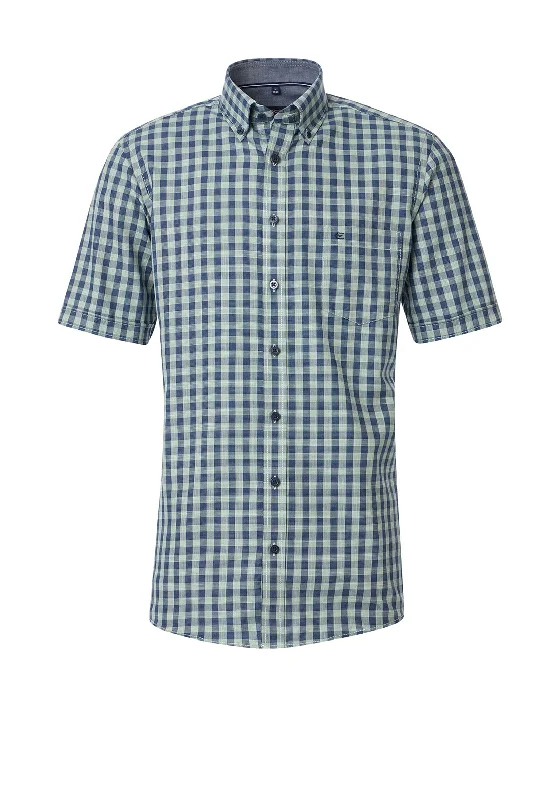 Super Savings Casa Moda Large Gingham Print Shirt, Green Milieu