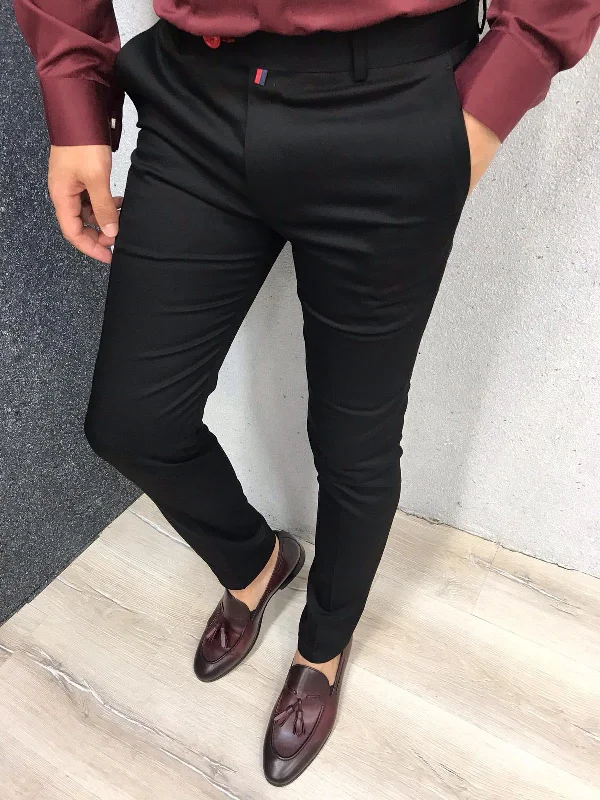 Discount Mania Kingston Black Slim Pants - Elegant Versatility for Every Occasion