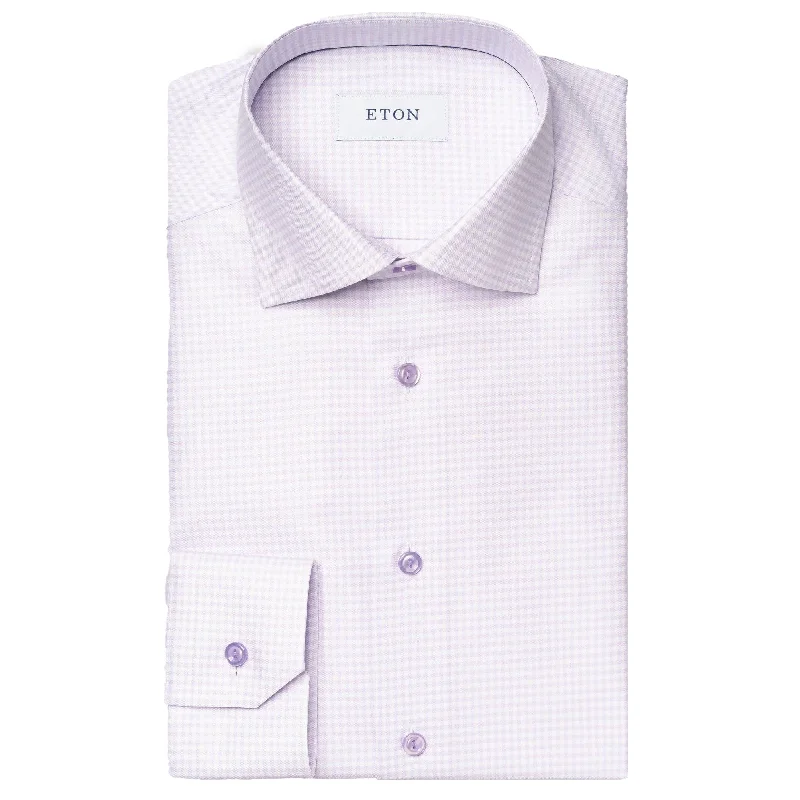 Super Bargain Light Purple Check Cotton Tencel Lyocell Contemporary Fit Shirt - ETON Super Bargain Light Purple Check Cotton Tencel Lyocell Contemporary Fit Shirt - ETON