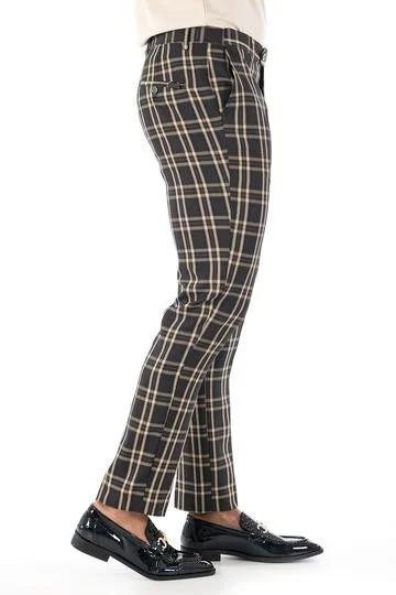 Lowest Prices CP62 I BARABAS PLAID PANTS SLIM FIT I BLACK-GOLD