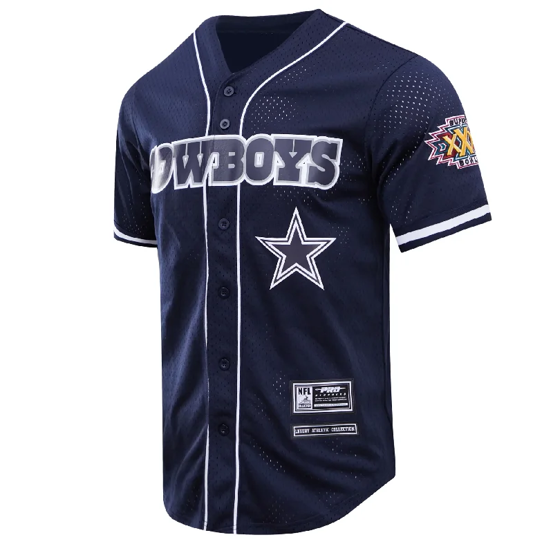 New Deal PRO STANDARD DALLAS COWBOYS LOGO MESH BUTTON UP SHIRT-Navy