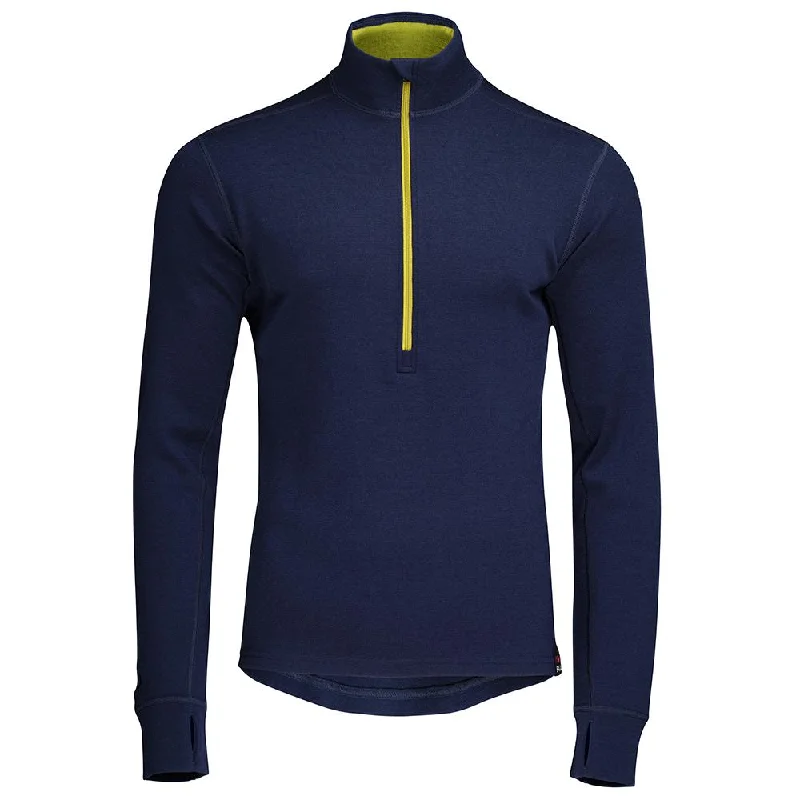 Mens Merino 320 Long Sleeve Half Zip (Navy/Lime)