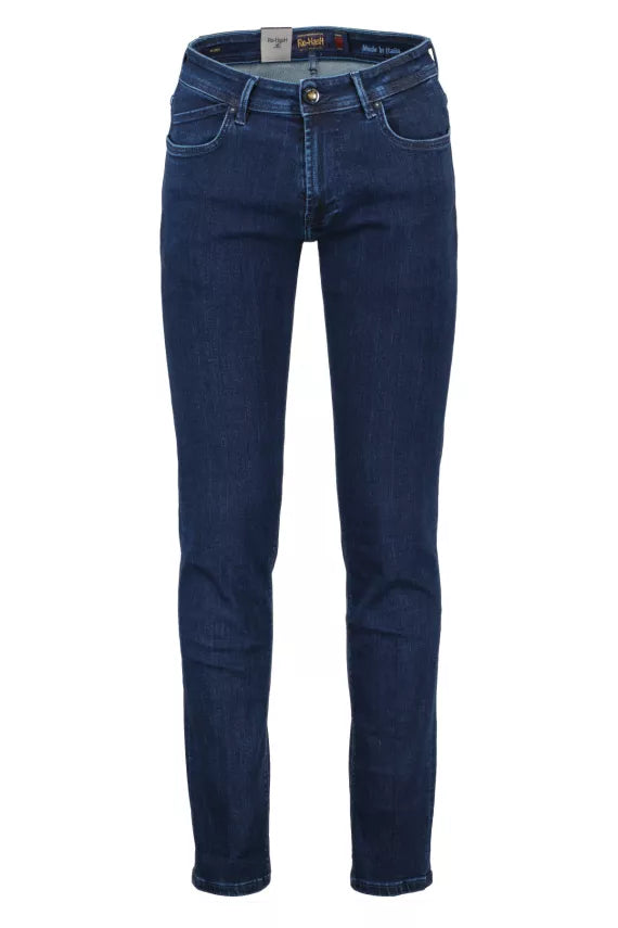 Dark Blue Wash With Blue Stitching Rubens Cotton Slim Fit Jeans - Re-Hash