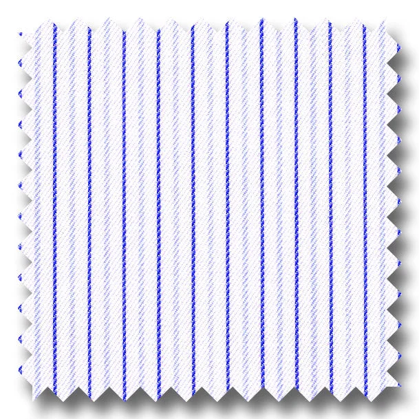 Light Blue and Navy Stripe 2Ply Mini Twill - Custom Dress Shirt