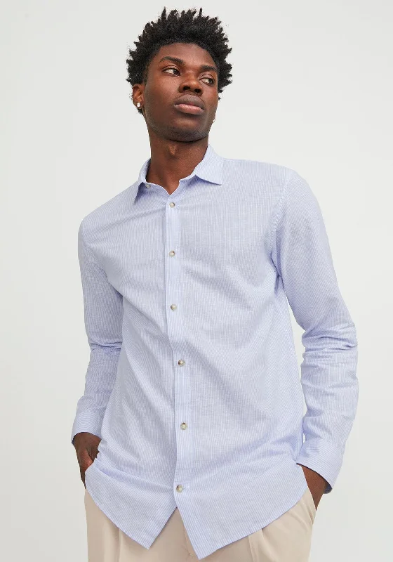 Jack & Jones Summer Striped Linen Shirt, Cashmere Blue