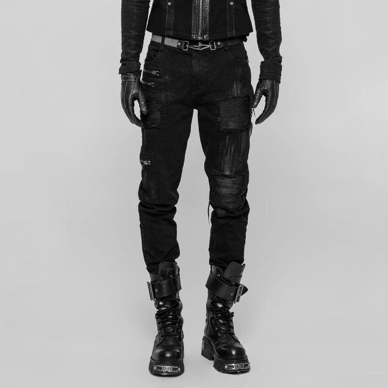 Fantastic Offers Men's Punk Distressed Jeans