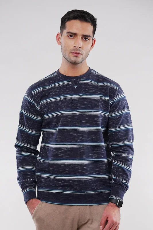 Don't Wait Striped Terry Sweatshirt - Blue