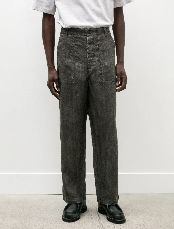 Best Seller Sumi Dyed Linen Summer Fatigue Pants Charcoal