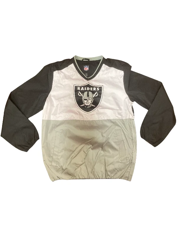 Weekend Special Las Vegas Raiders G-III Home Team V-Neck Pullover - Grey/Black/White Weekend Special Las Vegas Raiders G-III Home Team V-Neck Pullover - Grey/Black/White