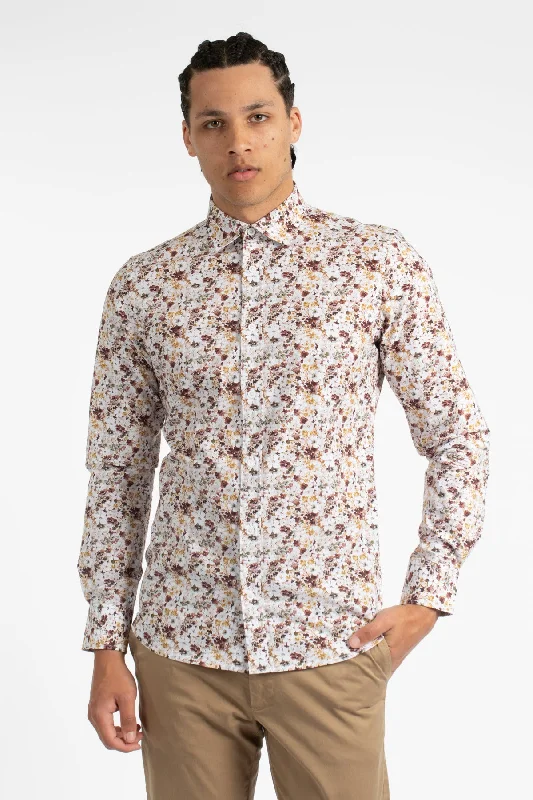 Midnight Sale Brown Floral Fusion Cotton Poplin shirt