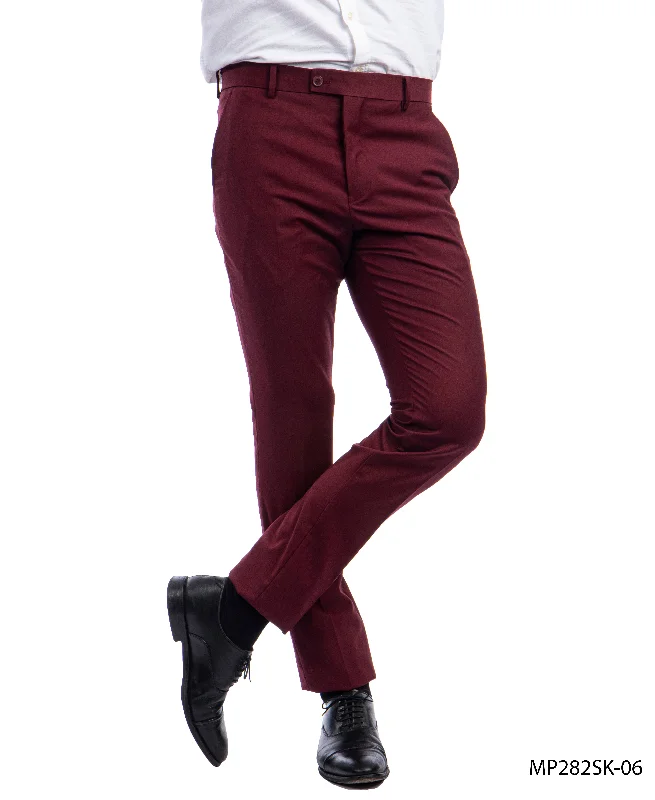 Discount Deals Sean Alexander Burgundy Skinny Fit Dress Pants