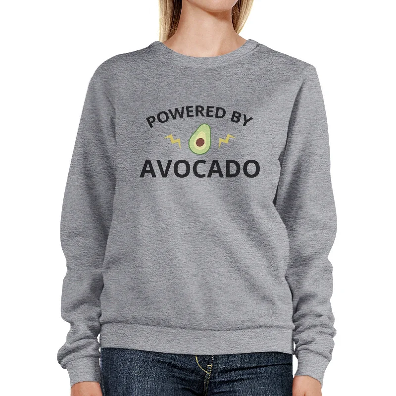Year-End Sale Powered By Avocado Grey Pullover Sweatshirt Unique Design Fleece