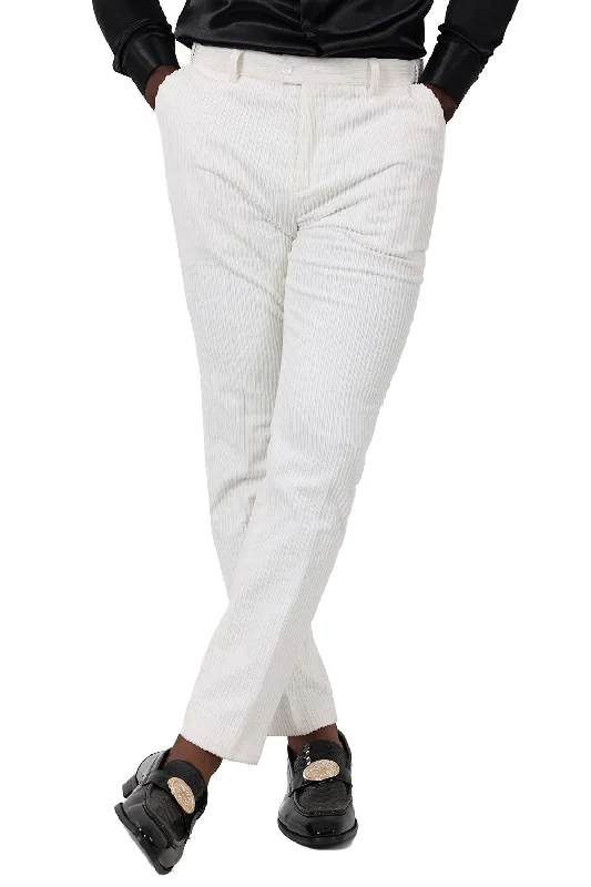 Bargain Bin Barabas Mauripol 2CPV1 Corduroy Slim Fit Pants White