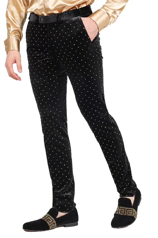 Savings Spectacular Barabas Friday Night 2CP3020 Velvet Slim Fit Pants Black/Gold
