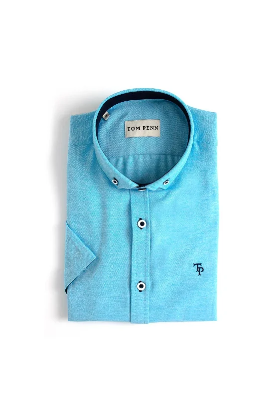 Best Deals Tom Penn Plain Short Sleeve Shirt, Turquoise