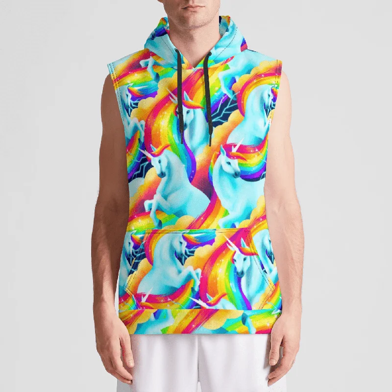 UNICORN SHERBET Mens Sleeveless Pullover Hoodie