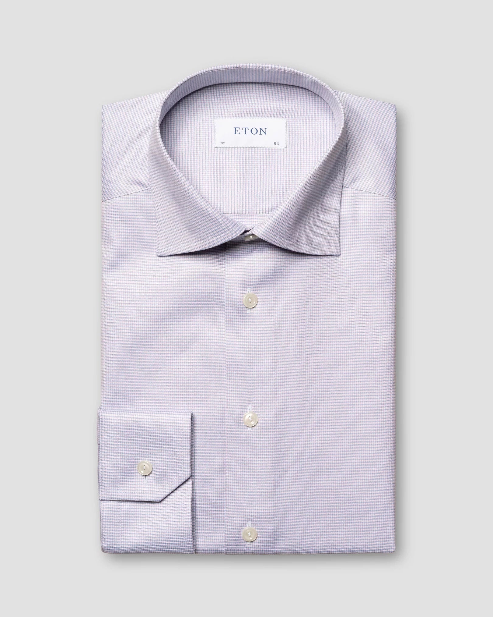 Pink Houndstooth Cotton & Tencel Contemporary Fit Shirt - ETON