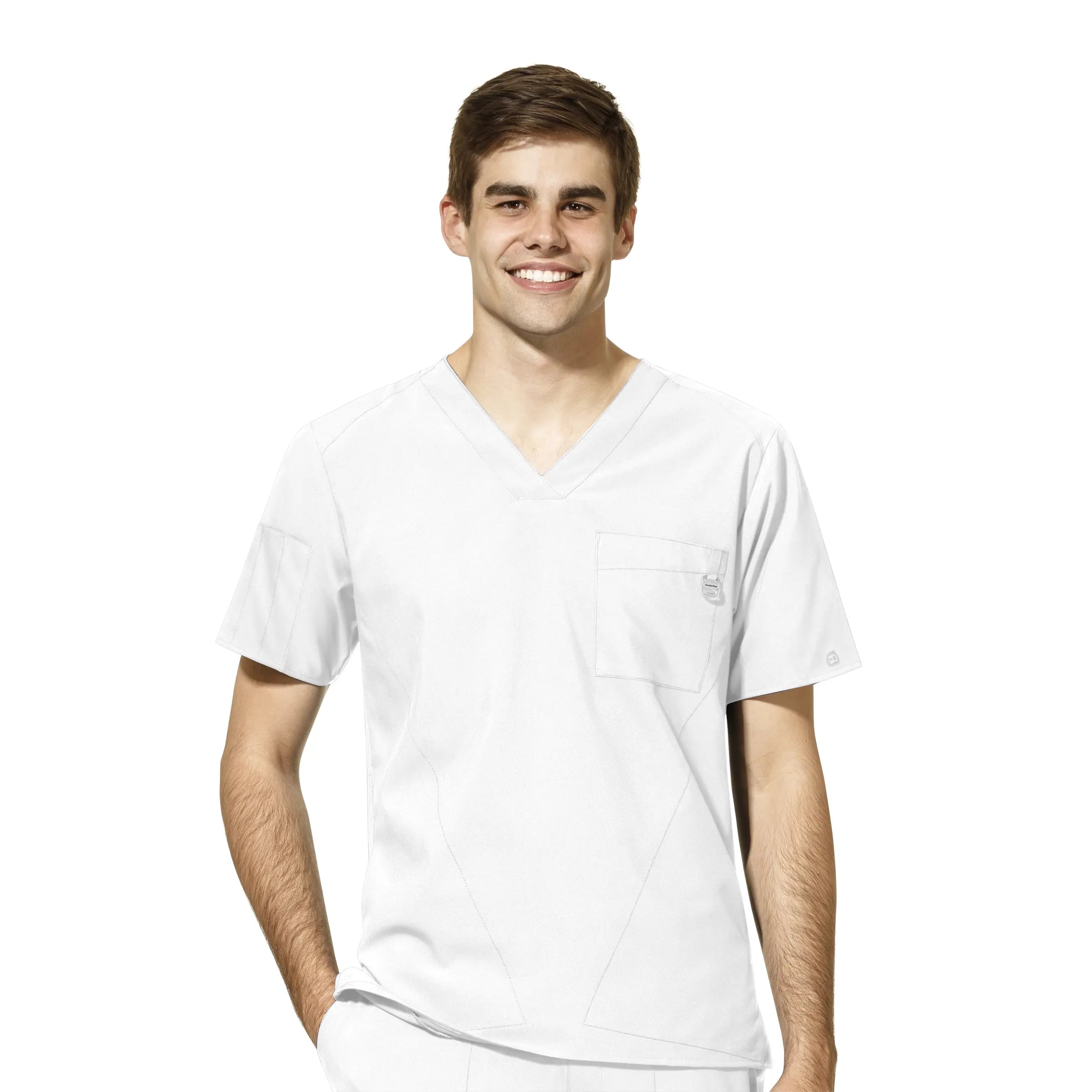 Wink Men's W123 V-Neck Scrub Top - White