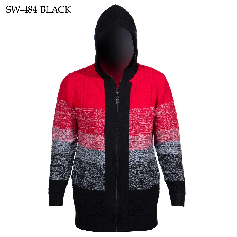 Members Only Prestige SW-484 Full Zip Hooded Sweater Black