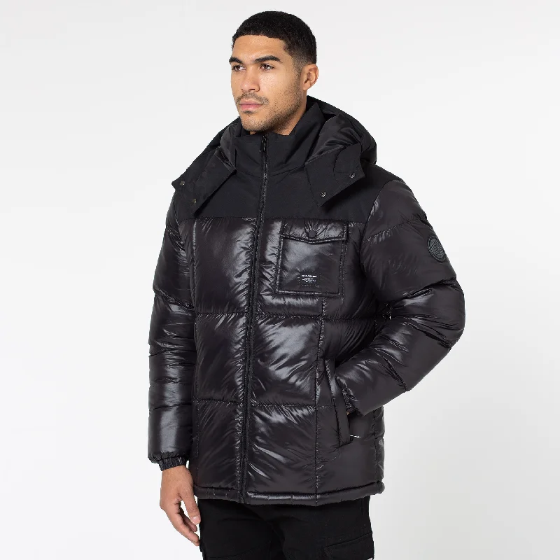 Don't Miss Out Pocket Puffer Jacket | Black Shine